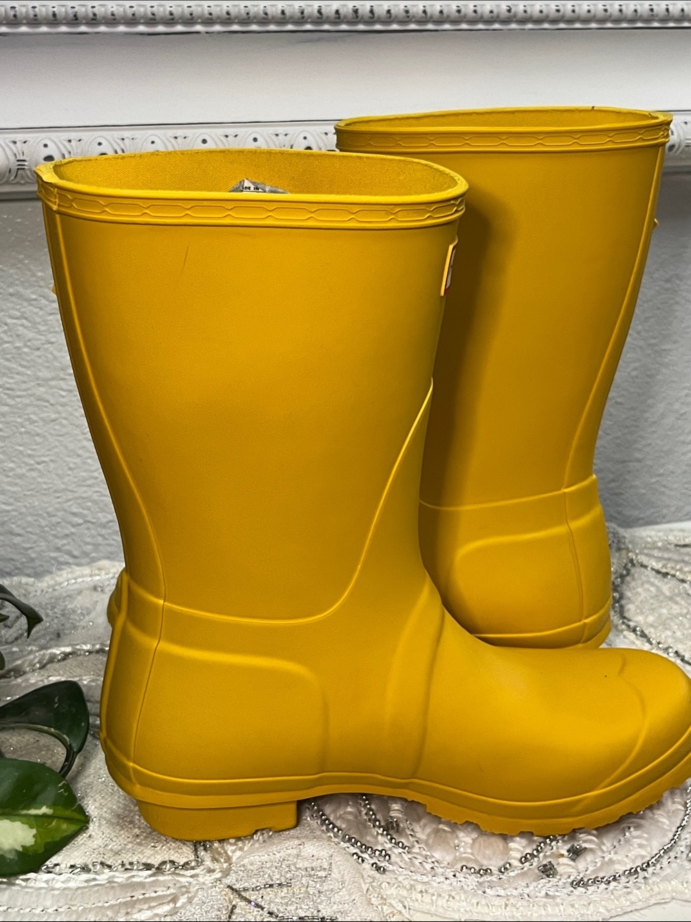 EUC Hunter Original Short Back Adjustable Rain Boots Yellow Women’s Size 7 - Picture 11 of 15